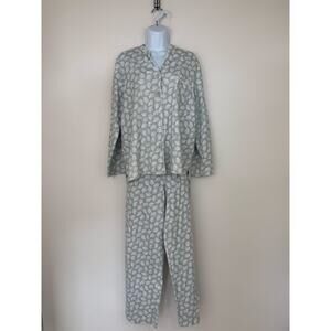 Spa by Charter Club Feather Print Pajama Set 100% Cotton Women’s XL